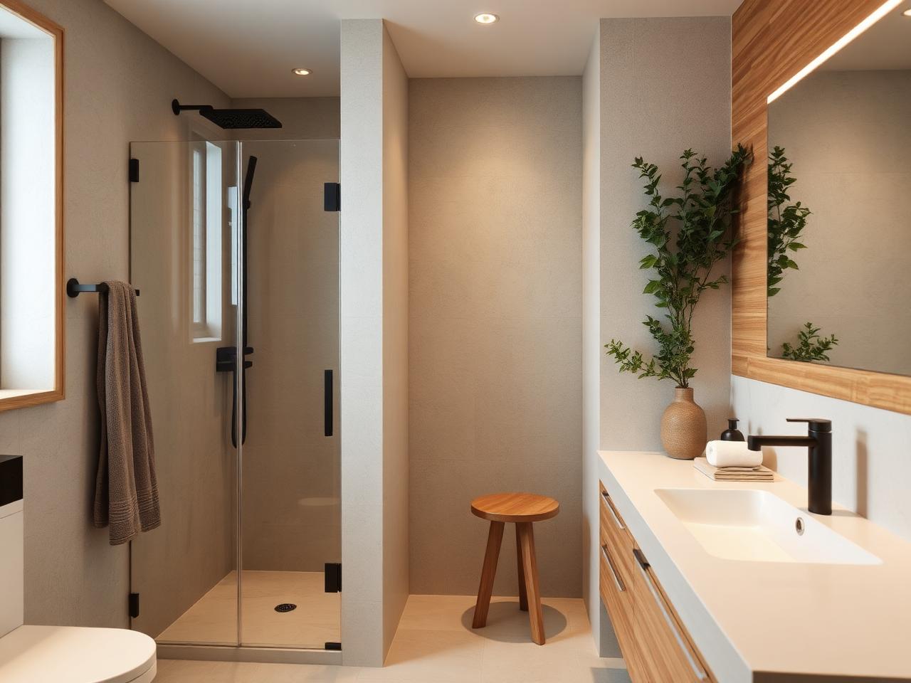 Modernes Bad mit Dusche